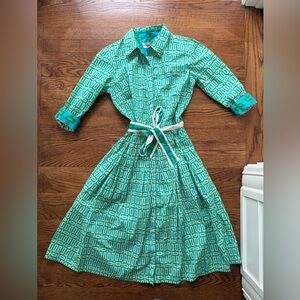 DIZZY LIZZIE Mrs Maisel Shirtdress Geometric Retro Vibrant Glam Twee Culture‎ L